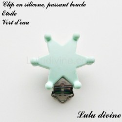 Pince / Clip en silicone, attache tétine, passant, Etoile