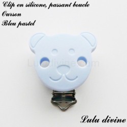 Pince / Clip en silicone, attache tétine, passant, Ourson