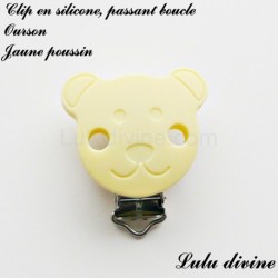 Pince / Clip en silicone, attache tétine, passant, Ourson