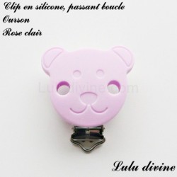 Pince / Clip en silicone, attache tétine, passant, Ourson