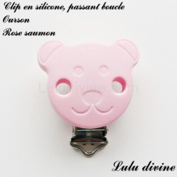 Pince / Clip en silicone, attache tétine, passant, Ourson