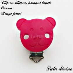 Pince / Clip en silicone, attache tétine, passant, Ourson
