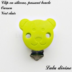 Pince / Clip en silicone, attache tétine, passant, Ourson