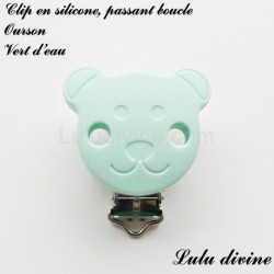 Pince / Clip en silicone, attache tétine, passant, Ourson
