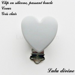 Pince / Clip en silicone, attache tétine, passant, Coeur