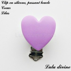 Pince / Clip en silicone, attache tétine, passant, Coeur
