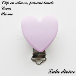 Pince / Clip en silicone, attache tétine, passant, Coeur