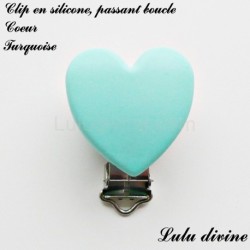 Pince / Clip en silicone, attache tétine, passant, Coeur