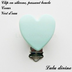 Pince / Clip en silicone, attache tétine, passant, Coeur