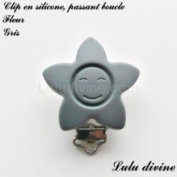 Pince / Clip en silicone, attache tétine, passant, Fleur