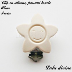 Pince / Clip en silicone, attache tétine, passant, Fleur