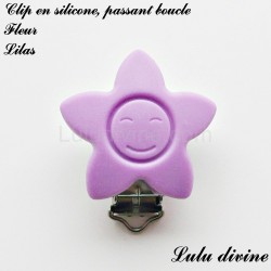 Pince / Clip en silicone, attache tétine, passant, Fleur 2