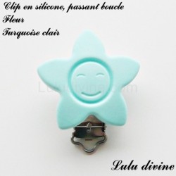 Pince / Clip en silicone, attache tétine, passant, Fleur