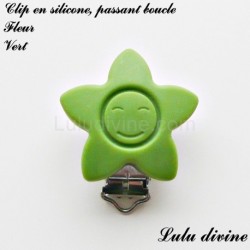 Pince / Clip en silicone, attache tétine, passant, Fleur