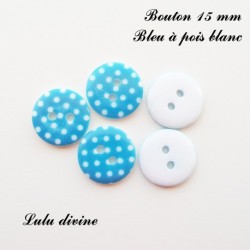 Bouton Rond 15 mm à pois blanc