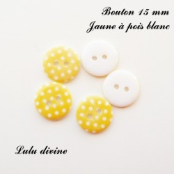 Bouton Rond 15 mm à pois blanc
