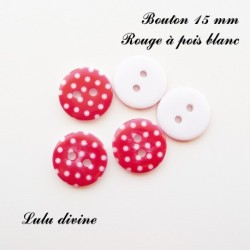 Bouton Rond 15 mm à pois blanc