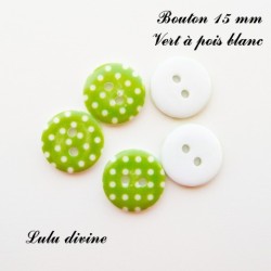 Bouton Rond 15 mm à pois blanc