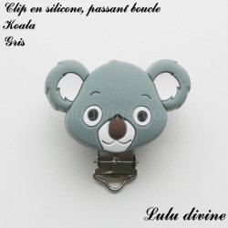 Pince / Clip en silicone, attache tétine, passant, Koala