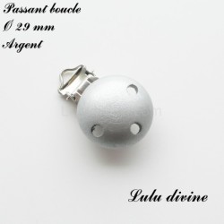 Pince / Clip en bois, attache tétine, passant 29mm,  unis