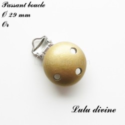 Pince / Clip en bois, attache tétine, passant 29mm,  unis