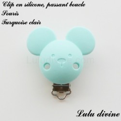 Pince / Clip en silicone, attache tétine, passant, Souris
