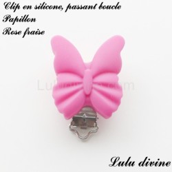 Pince / Clip en silicone, attache tétine, passant, Papillon