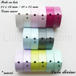 Perle en bois Coeur nacré 2