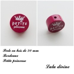 Perle en bois de 20 mm, Perle en bois, Petite princesse