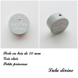 Perle en bois de 20 mm, Perle en bois, Petite princesse