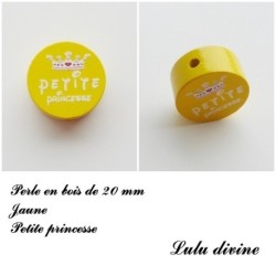 Perle en bois de 20 mm, Perle en bois, Petite princesse