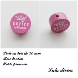 Perle en bois de 20 mm, Perle en bois, Petite princesse