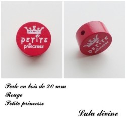 Perle en bois de 20 mm, Perle en bois, Petite princesse